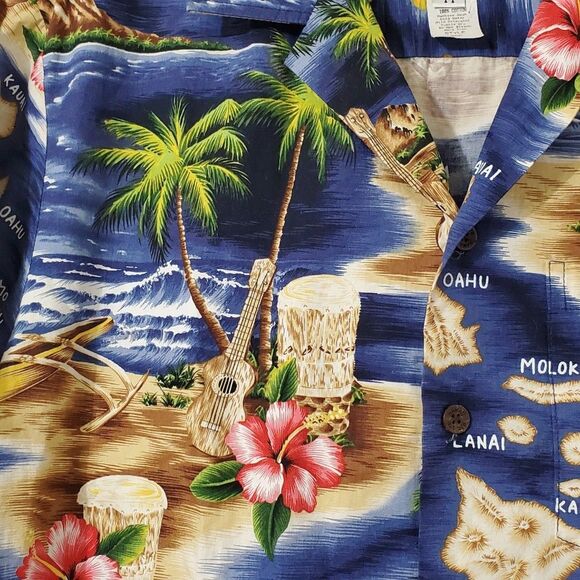 VTG RJC Made in Hawaii USA Button Up Hawaiian Shirt Floral Men's Size Medium - Picture 3 of 5